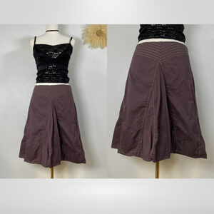Vintage Old Navy Womens Y2K Chocolate Brown Midi Skirt Size 2 Boho Preppy Fairy